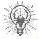 light bulb with brown recluse web filament inside tattoo design idea