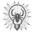 light bulb with brown recluse web filament inside tattoo design idea