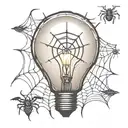 light bulb with spider web inside and nothing outside the light bulb tattoo design idea