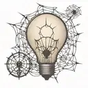 light bulb with spider web inside and nothing outside the light bulb tattoo design idea