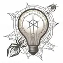 light bulb with spider web inside and nothing outside the light bulb tattoo design idea