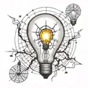 light bulb with spider web inside and nothing outside the light bulb tattoo design idea