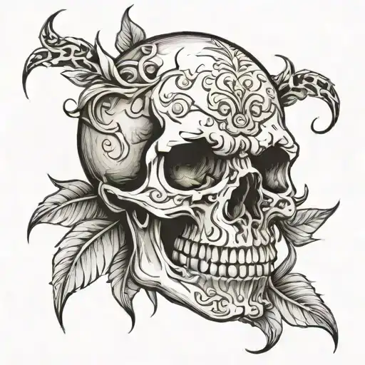 skull soft shading tattoo design idea