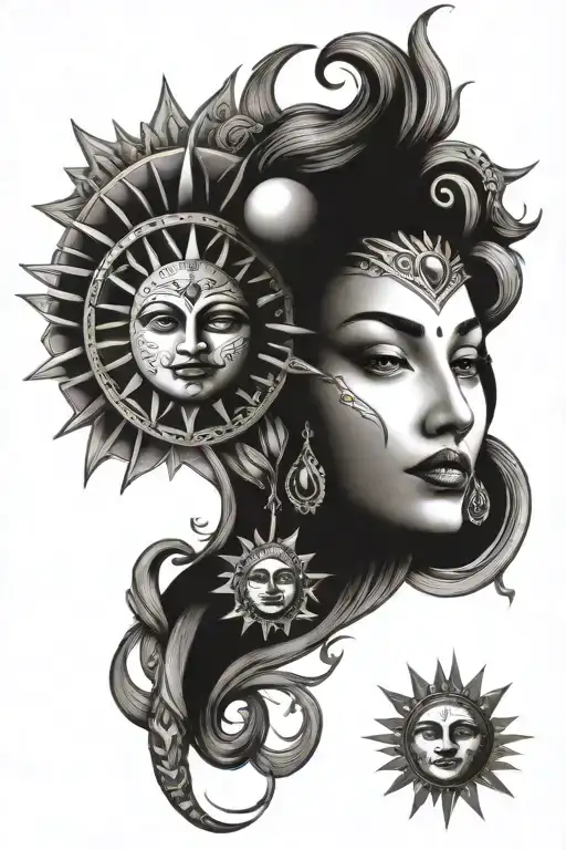 Sun And Moon tattoo design idea