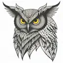 geometric shading femine owl   tattoo design idea