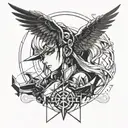 Combine elements from anime and mythology to create a futuristic anime-inspired Valkyrie character, incorporating aerospace motifs tattoo design idea