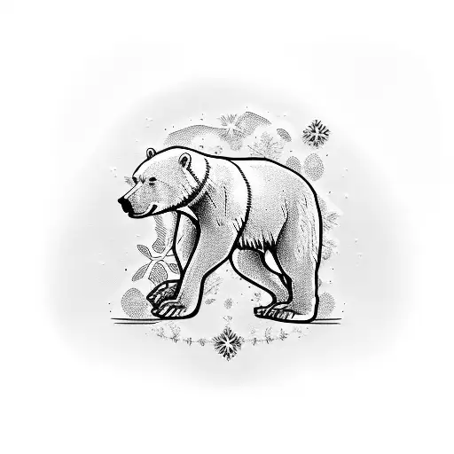 all white polar bear  foot snow print  tattoo design idea