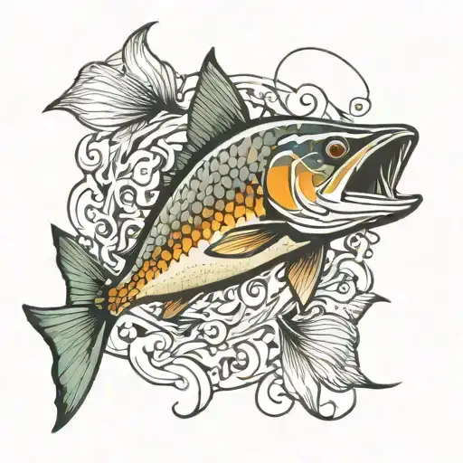 fly fishing tarpon WTOV initials   tattoo design idea