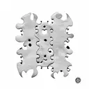 Grafter working on a brick wall made of jigsaw puzzle pieces tattoo design idea