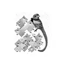 Grafter working on a brick wall made of jigsaw puzzle pieces tattoo design idea