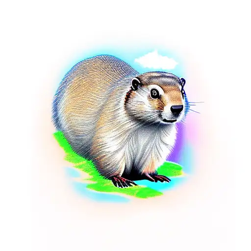 groundhog on ice cube tattoo design idea