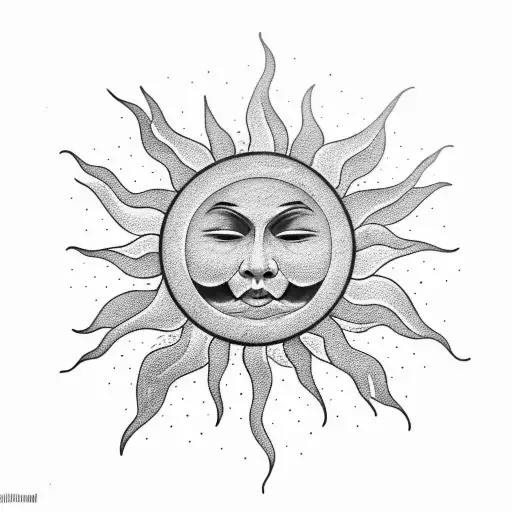 Large sun with shading no eyes just growing energy  tattoo design idea