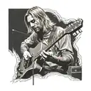 A portrait of Kurt Cobain playing guitar on stage tattoo design idea