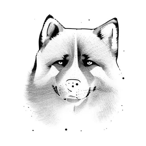 american akita forest tattoo design idea