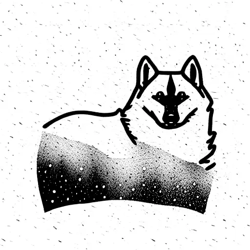 american akita forest tattoo design idea