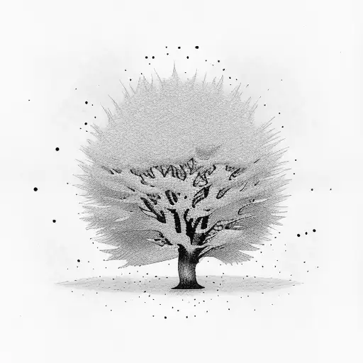 akita trees tattoo design idea