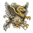 US half dollar eagle crest coming out of a lion mouth chest piece tattoo design idea