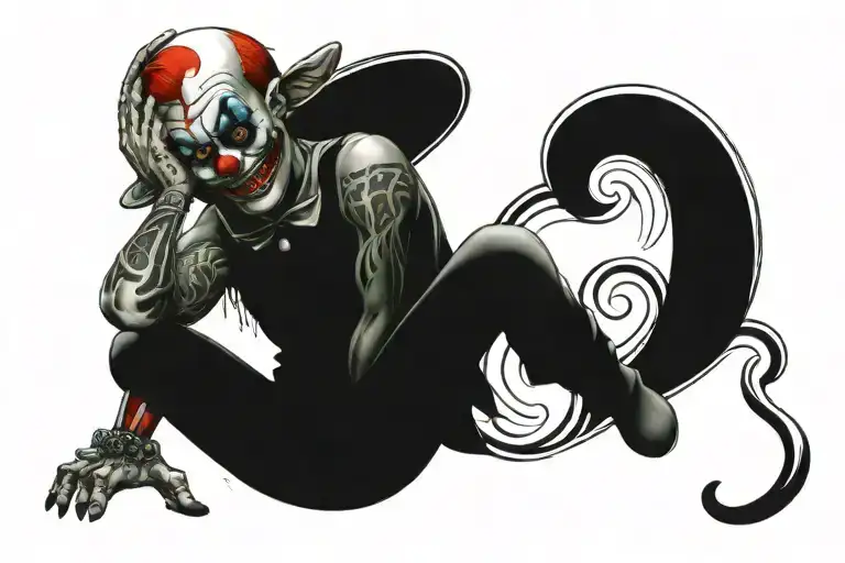 Cute non scary clown sitting cross legged tattoo design idea