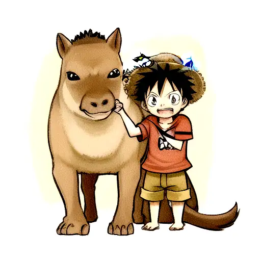 capibara with Luffy strawhat tattoo design idea