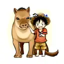 capibara with Luffy strawhat tattoo design idea