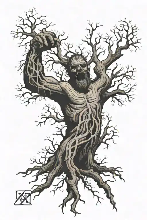 trees growing together kkk member being lynched Number 1  tattoo design idea