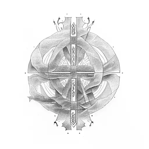 giant cross composed of Bible verse tattoo design idea