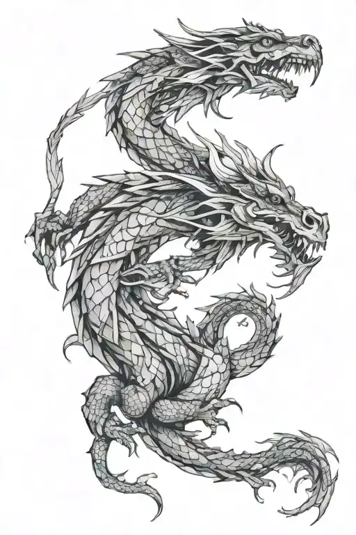 ethereal gothic dragon spiritual dainty geometric anthropology tattoo design idea