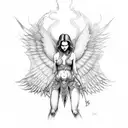 demon with wings going outside from body  tattoo design idea