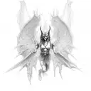 demon with wings going outside from body  tattoo design idea