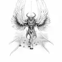 demon with wings going outside from body  tattoo design idea