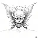 demon with wings going outside from body  tattoo design idea