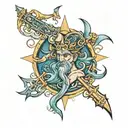 Neptune an trident tattoo design idea