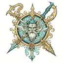 Neptune an trident tattoo design idea