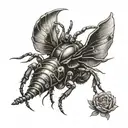 A bull, an ant , a bee, a Hummingbird, balance zodiac sign, a big scorpion with a little scorpion tattoo design idea