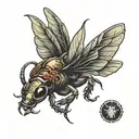 A bull, an ant , a bee, a Hummingbird, balance zodiac sign, a big scorpion with a little scorpion tattoo design idea