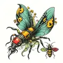 A bull, an ant , a bee, a Hummingbird, balance zodiac sign, a big scorpion with a little scorpion tattoo design idea