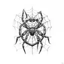 spider with spider web heart form tattoo design idea