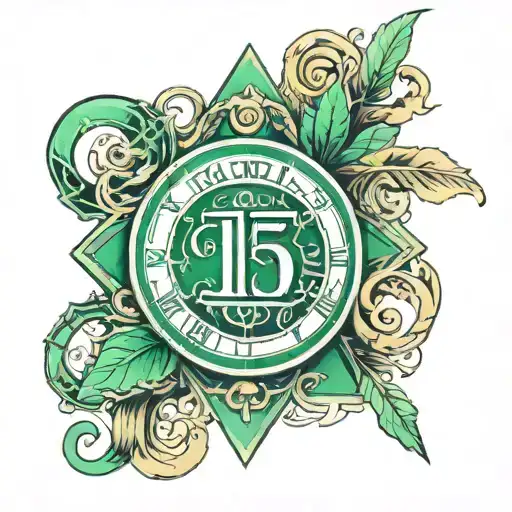 emerald colored  roman numeral 15  tattoo design idea