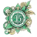 emerald colored  roman numeral 15  tattoo design idea
