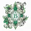 emerald colored  roman numeral 15  tattoo design idea