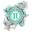 emerald colored  roman numeral 15  tattoo design idea