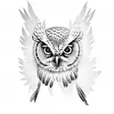 small owl with open wings for men on the tricep area. tattoo design idea