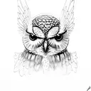 small owl with open wings for men on the tricep area. tattoo design idea