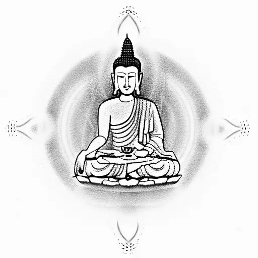 meditating buddha over 7 chakras mandala tattoo design idea