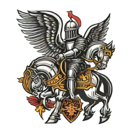 knight with wings tattoo design idea