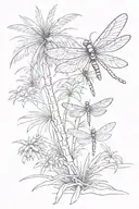 Palm tree and dragonfly  tattoo design idea