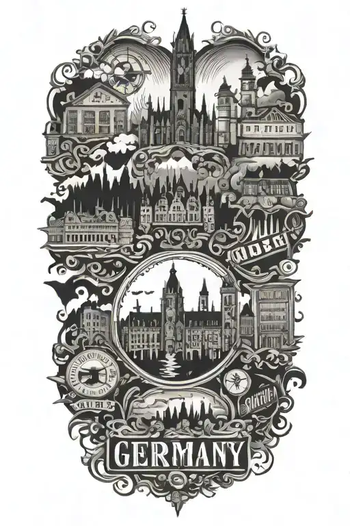 Germany travel memory tattoo design idea