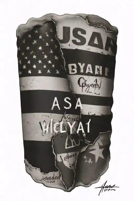 German flag, usa flag, Aaliyah name written, Nicolai name written tattoo design idea