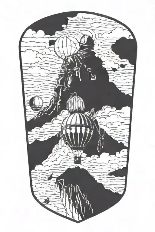 U.S. army veteran saluting with 82 air balloon floating tattoo design idea