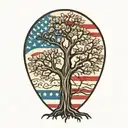 Create a tattoo of a tree with roots shaped like the USA and branches like the German flag, showcasing your dual heritage tattoo design idea